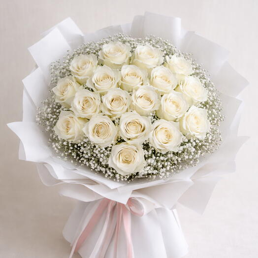Buquê Grande de Rosas Brancas