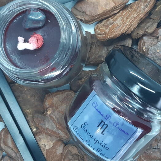 Escorpião Vela Aromatica Signo Cor Aroma Pedra Mini
