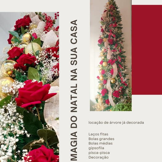 Arvore Natalina Vermelha com Rosas (Locação)