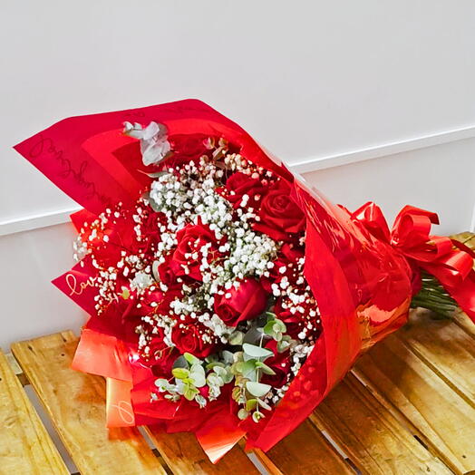 Bouquet 24 rosas vermelhas naturais