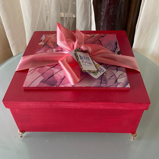 Caixa box para vinho e taças