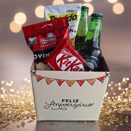Happy Hour na Caixa Box " Feliz Aniversario " - Encante! ( Escolha sua Cerveja )