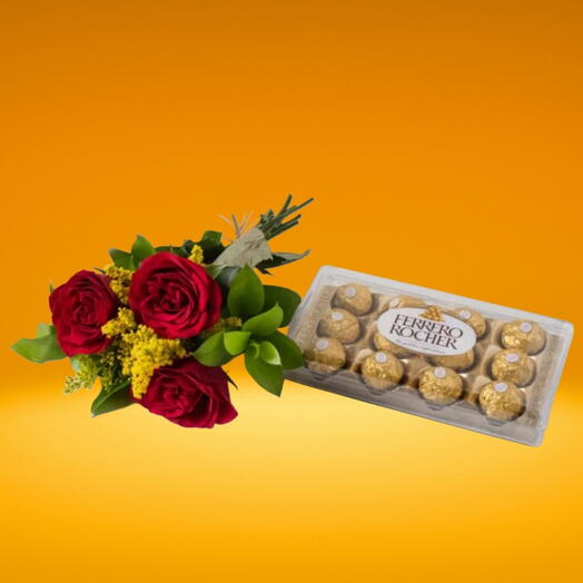 Buquê Coração Iluminado com Chocolate