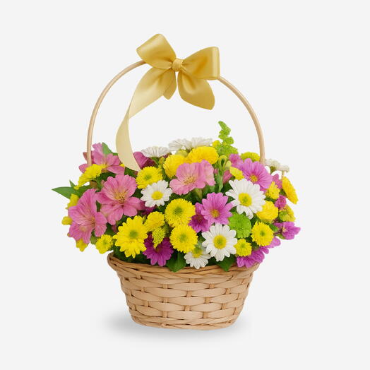 Cesta de Flores do Campo Colorida