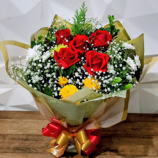 Buquê 5 Rosas Vermelhas