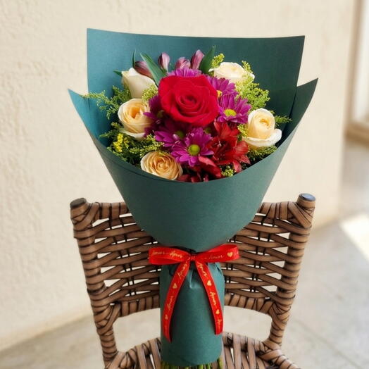 Buquê Dia das Mães com rosas champanhe