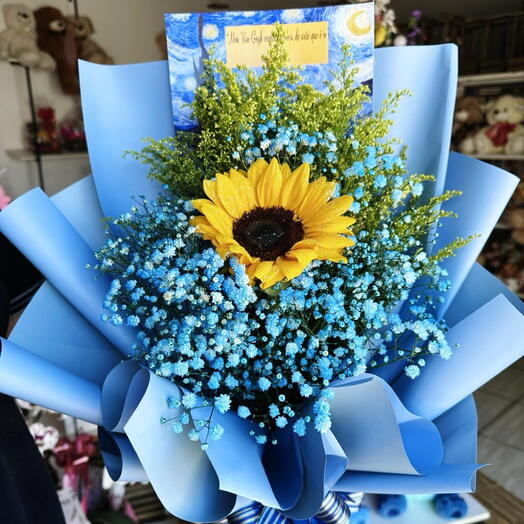 Buquê com 1 girassol Van Gogh