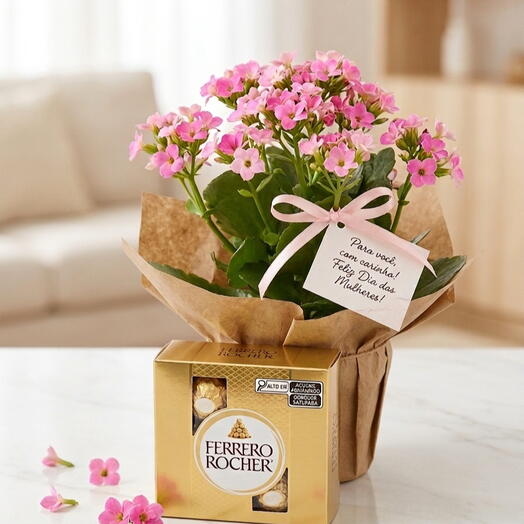 Combo Presente que Encanta - Flor e Chocolate