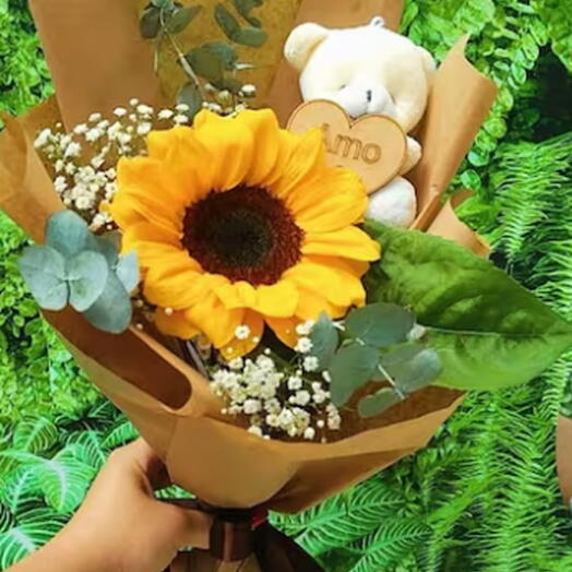 Girasol com Ursinho Chaveirinho