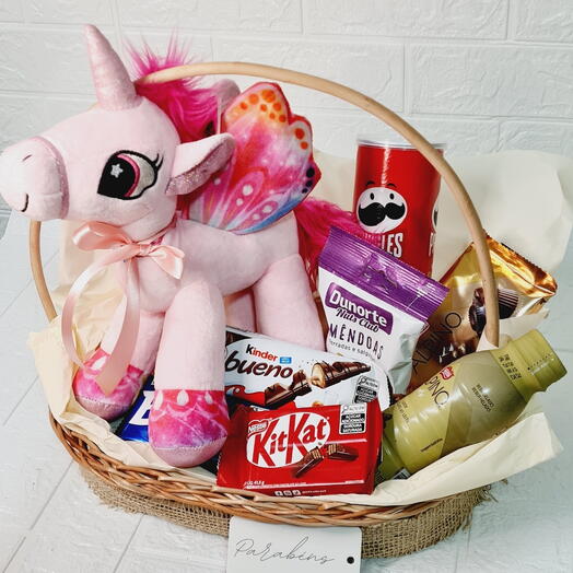 Cesta Infantil Unicornio roa