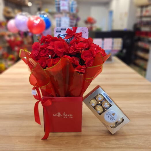 Kit Begonia Com plaquinha cacau show e Ferrero Rocher 100g