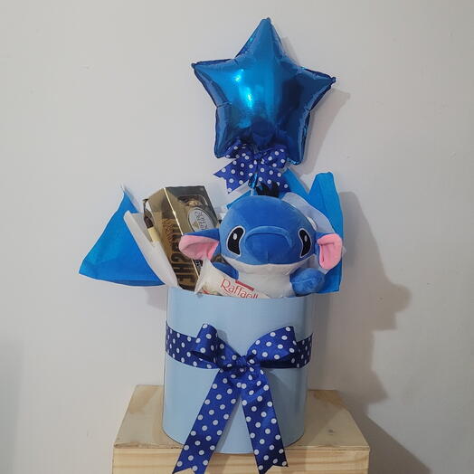 Box Stitch com Chocolates e Balão Metalizado