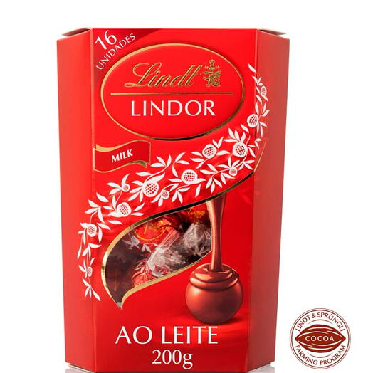 Caixa de Bombons Chocolate Lindt Lindor Ao Leite 200g