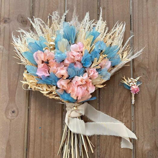 Buque de noiva, Azul e Rosa Claro PP