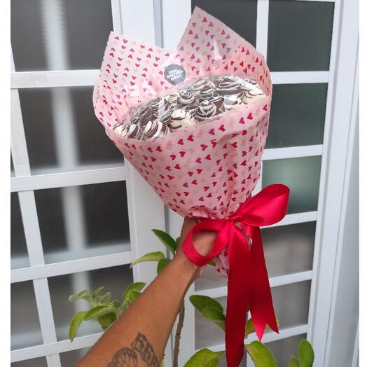 Dia das Mães - Buquê de chocolate com morangos Chamego + kit