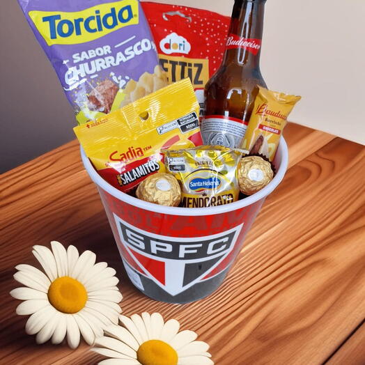 Balde com Guloseimas e Cerveja "São Paulo" Dia dos Pais