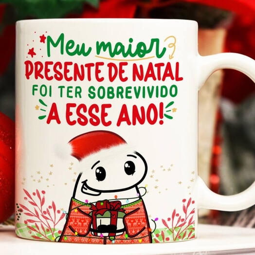 Caneca Natal Flork - Meu Maior Presente De Natal Foi Ter Sobrevivido A Esse Ano