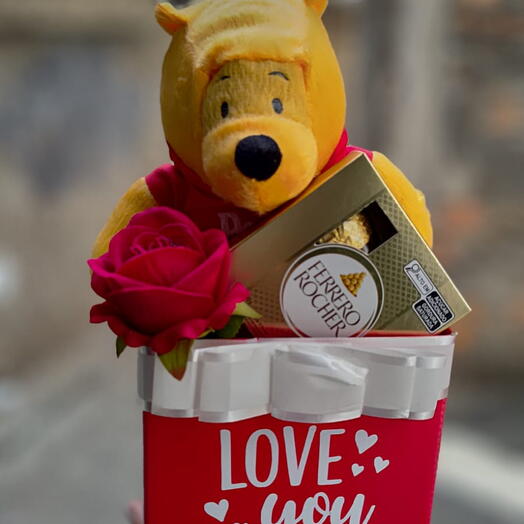 Box Y Love You com Urso Pooh
