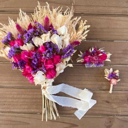 Kit noiva Com Rosa, Roxo e Branco G