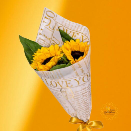 Buquê Girassol Dois Corações - 🔖OFERTAÇO