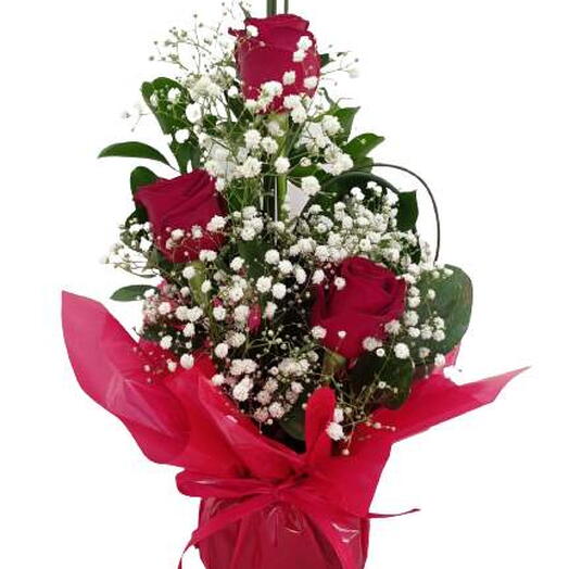 Arranjo Com 3 Rosas Vermelhas