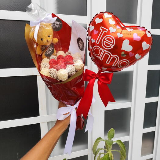 Buquê de chocolate com Uvas + kit