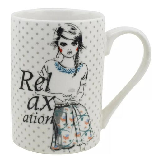 Caneca She em New Bone China 320 ml Cor Branca