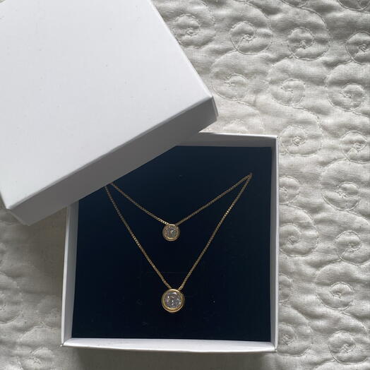 Colar Duplo Ponto de Luz de Zirconias Banhado a Ouro 18k