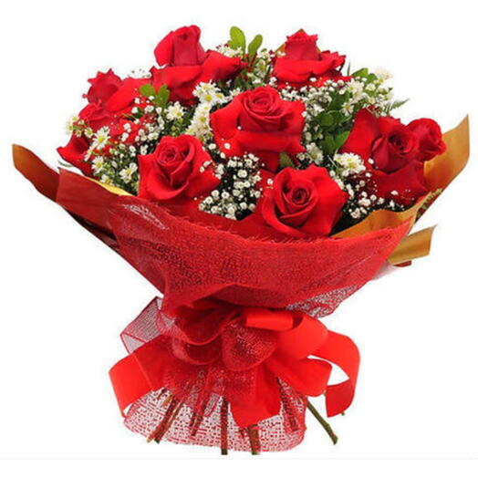 Buquê com 12 Rosas Colombianas Importadas