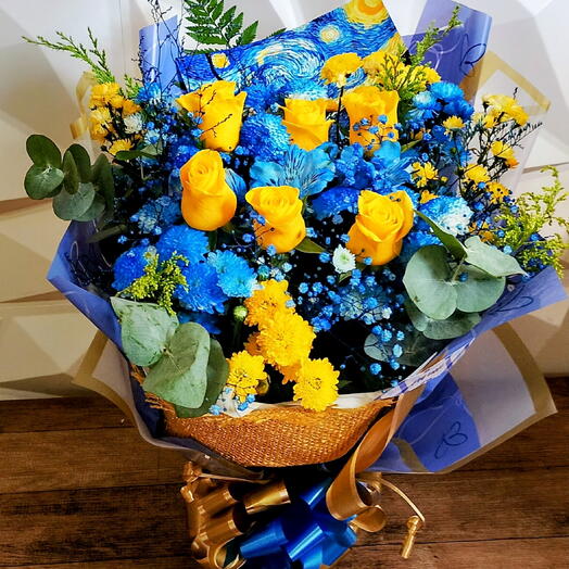 Buquê Vangogh de Rosas Amarelas