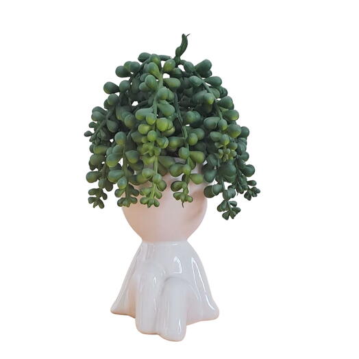 Arranjo boneco bob com suculentas verdes de silicone