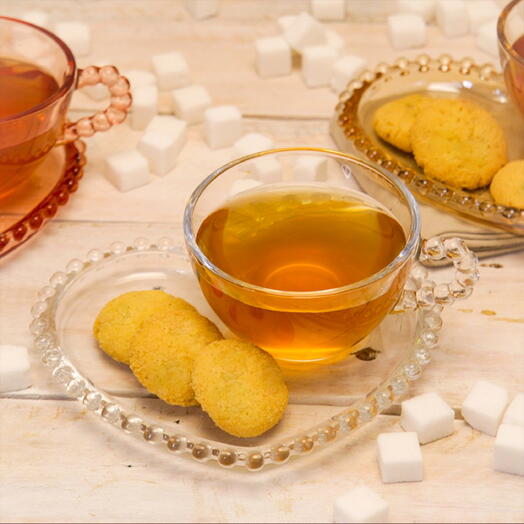 Xicara de Cha de Cristal com Prato Coração Pearl 180ml - Wolff