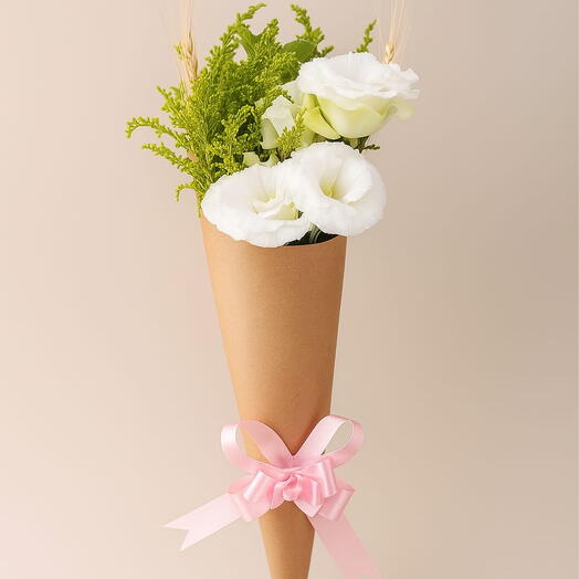 Cone Lisianthus Branco - Tradicional