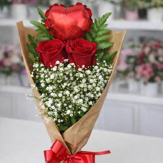 Buquê Encanto Duas Rosas Vermelha
