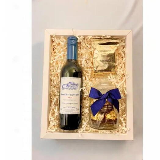 Presente- Box vinho   Chocolate - Azul
