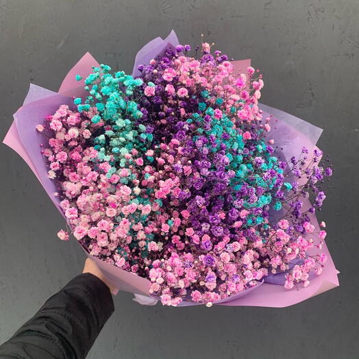 Buquê de Gypsophila Arco-iris