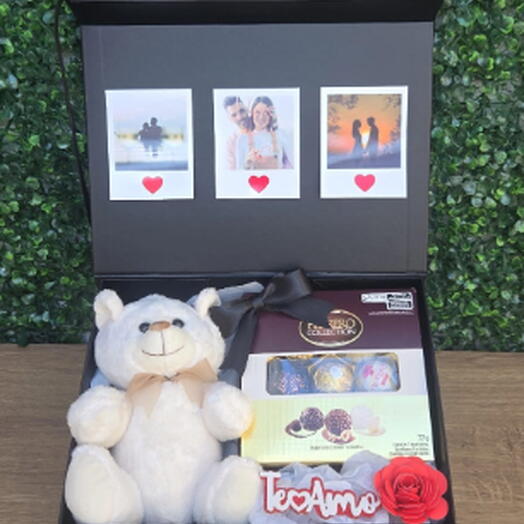 Presente romantico com fotos e ursinho- Encanto Black