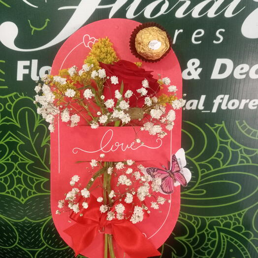 Carta com 1 Rosa e 1 Bombom