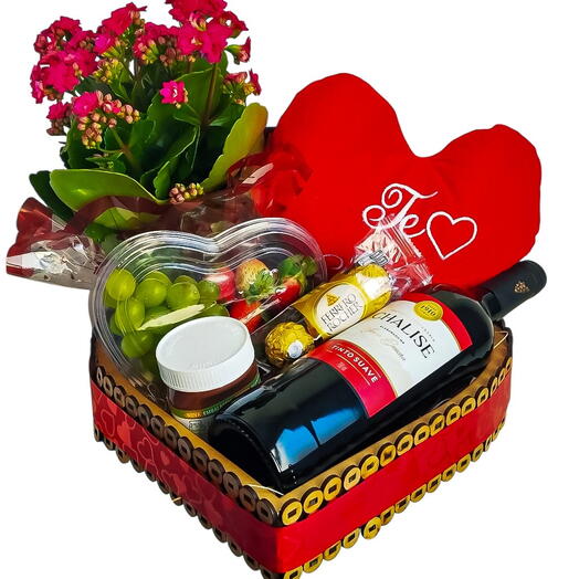 Cesta Te amo com Vinho