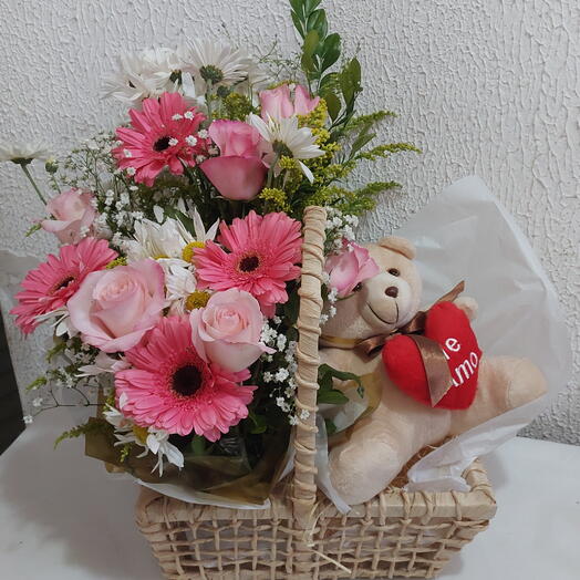 Cesta de Flores C/ Urso
