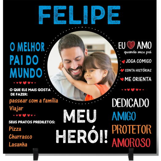 Quadro em Cerâmica Personalizado Melhor Pai