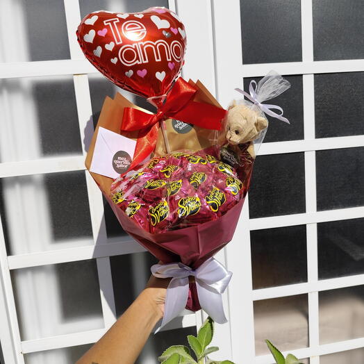 Dia das Mães - Buquê de Chocolate com Ouro Branco ou Sonho de Valsa + kit