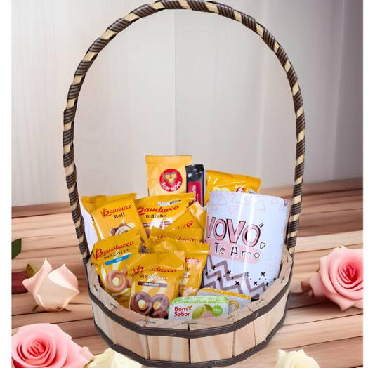 Cesta Vovo de Cafe da Manhã com Caneca Vo "Melhor Vovo do mundo" - Encante