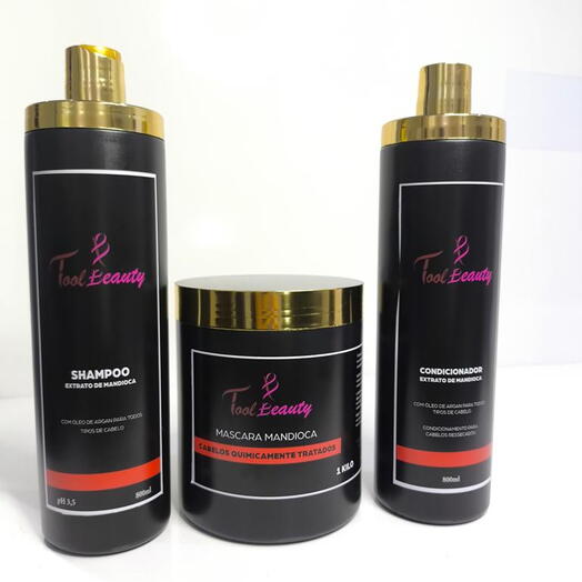 Kit Hidratação Reconstrutora Extrato de Mandioca 1 kg com 3 Passos