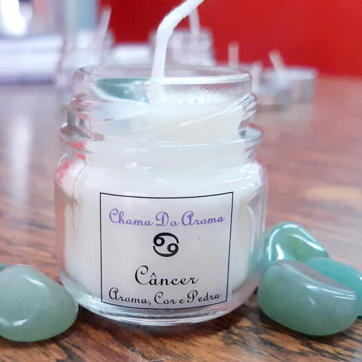 Câncer Vela Aromatica Signo Cor Aroma Pedra Mini