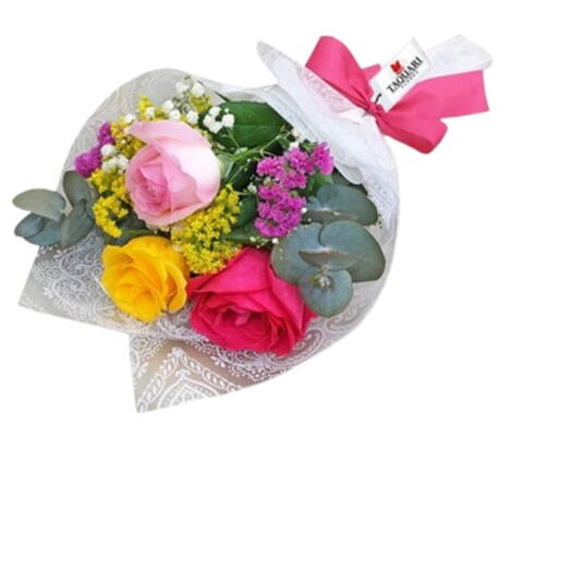 BUQUÊ 3 ROSAS COLORIDO