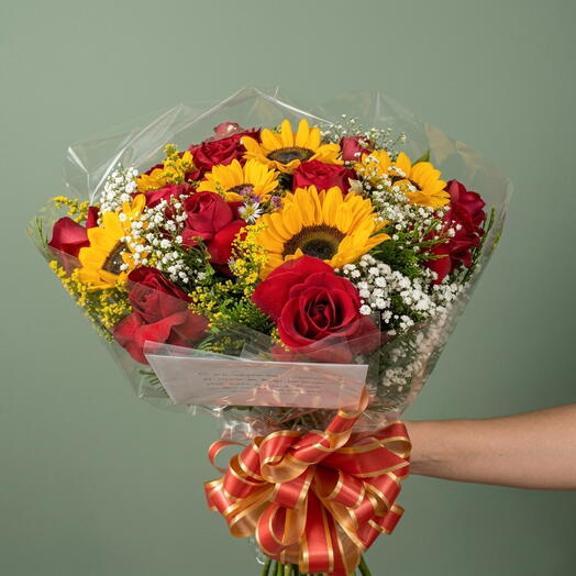 Bouquet Giga de Rosas e Girassol
