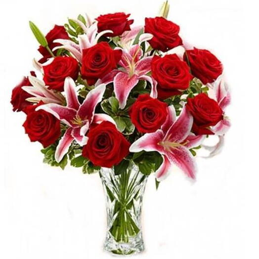 Lirio e Rosa e Folhagens
