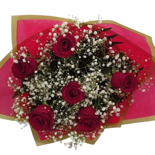 Buquê com 6 Rosas Vermelhas