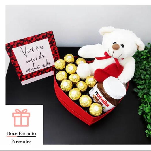 Caixa Coração- Urso e Chocolate